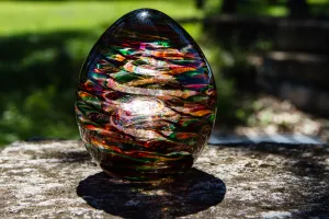 Ribbed Spiral Optic Egg with Cremains