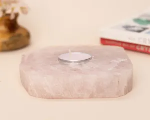 Rose Quartz Raw Flat Candle Holder