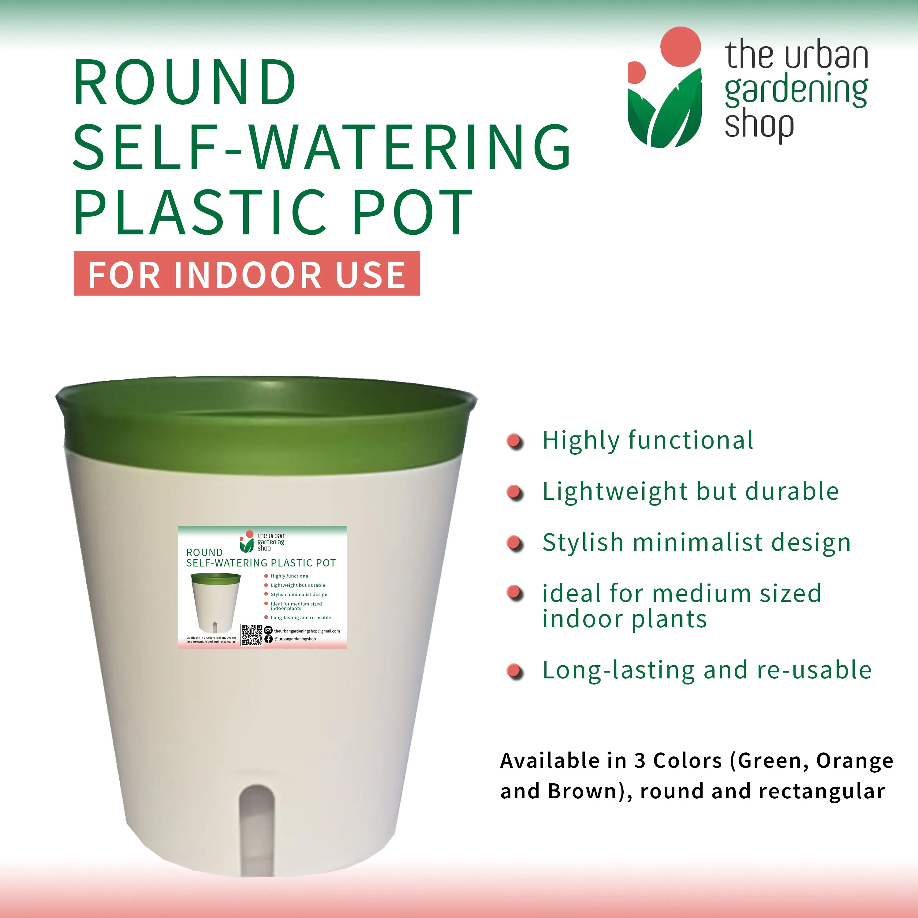 ROUND SELF- WATERING PLASTIC POTS