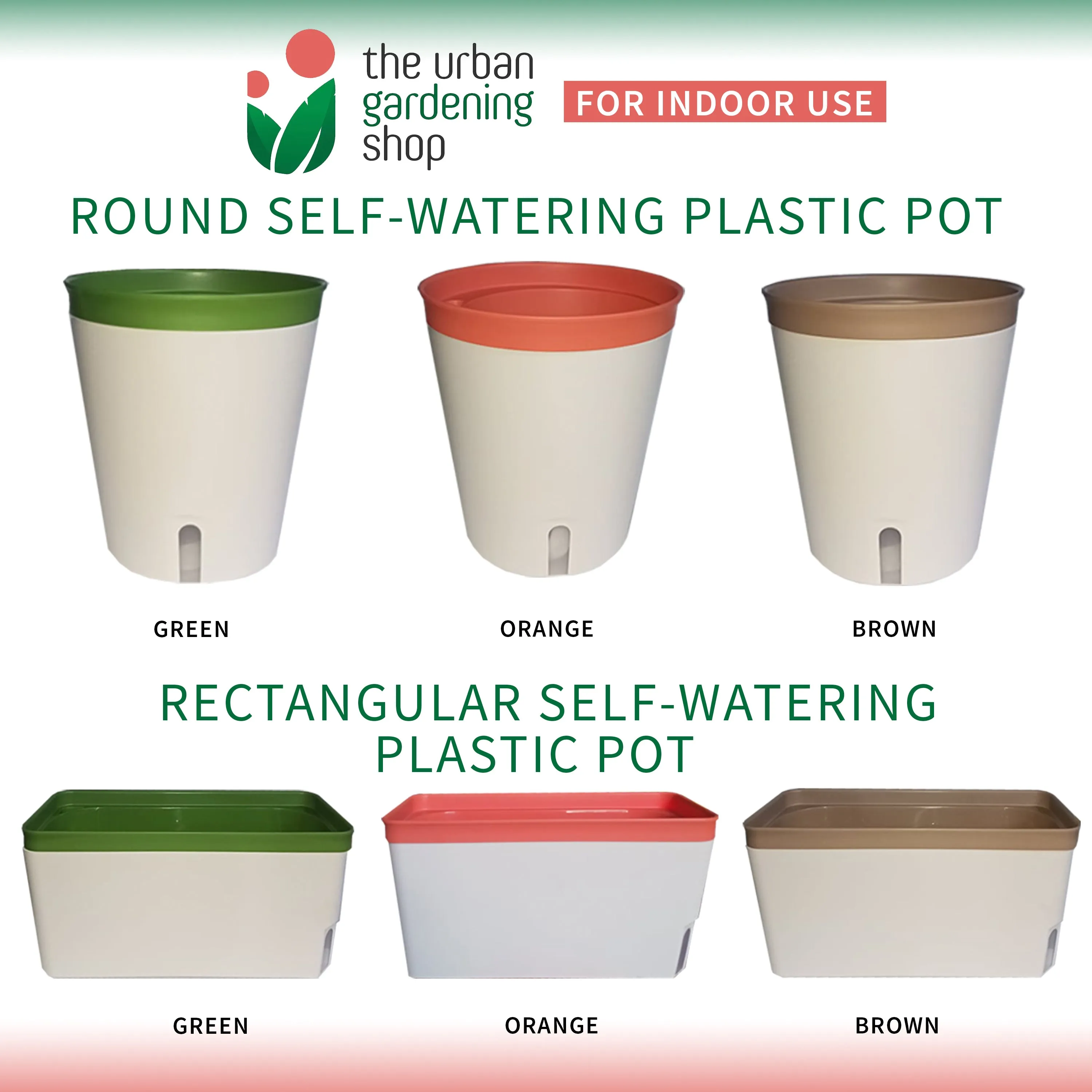 ROUND SELF- WATERING PLASTIC POTS