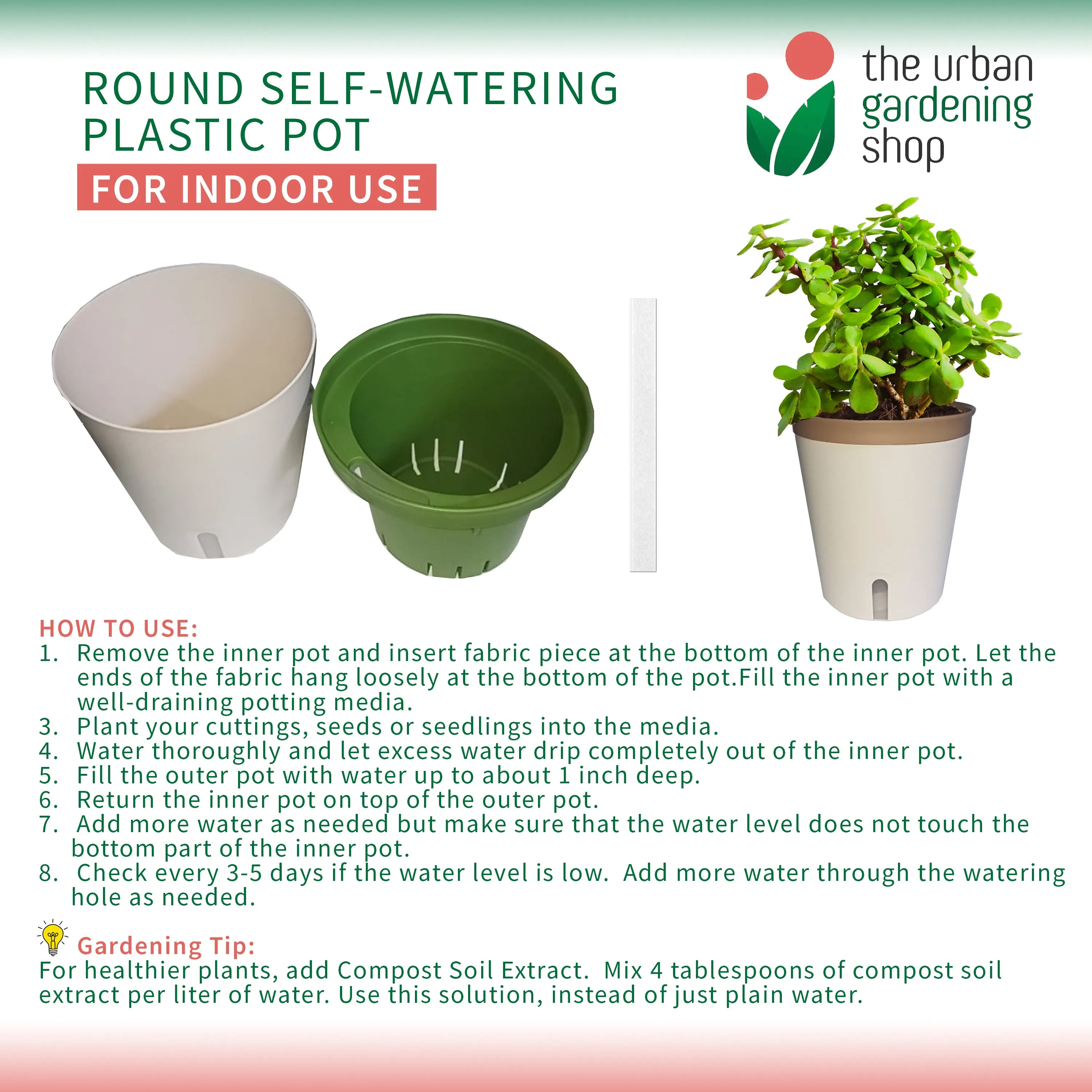 ROUND SELF- WATERING PLASTIC POTS