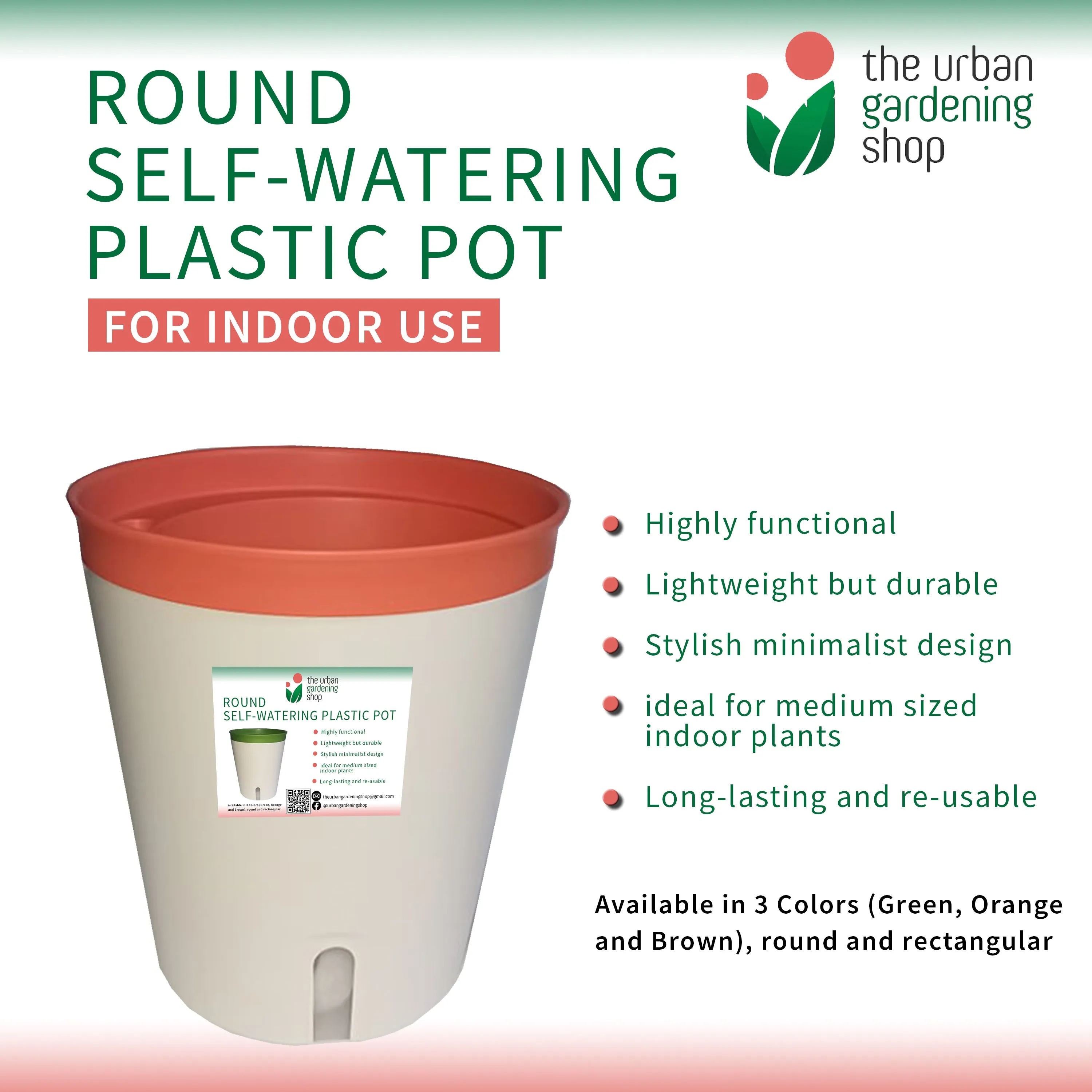 ROUND SELF- WATERING PLASTIC POTS