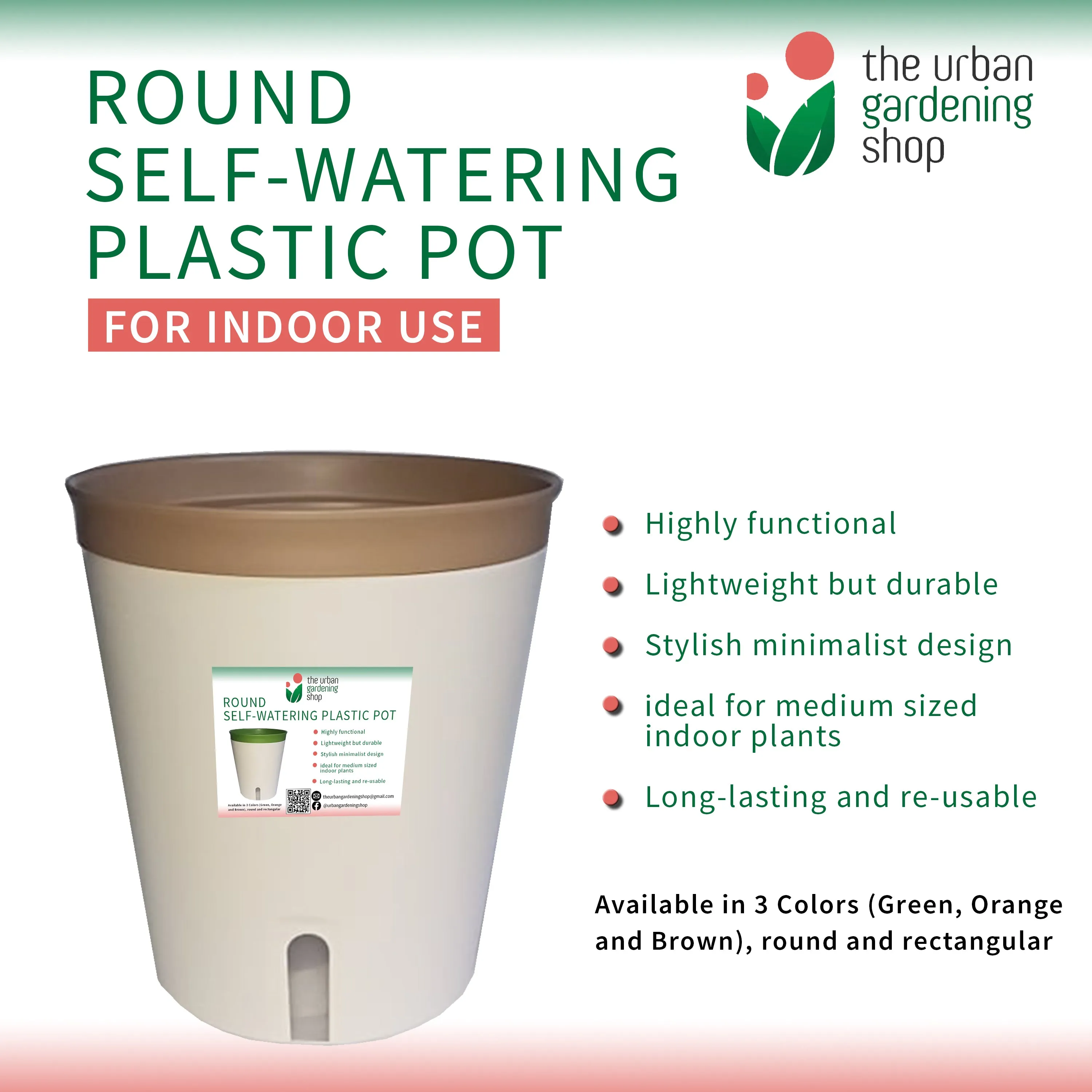 ROUND SELF- WATERING PLASTIC POTS