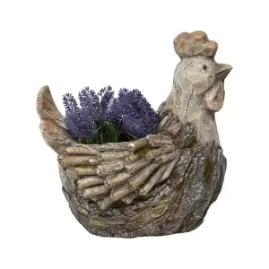 Rustic Rooster Planter with Hole & Plug