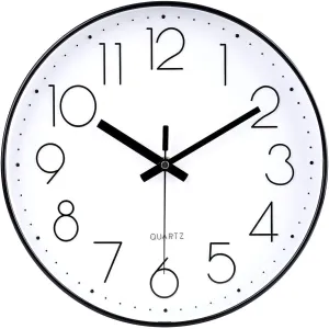 Rylan Wall Clock 12" Silent Quartz Decorative Latest Wall Clock Non-Ticking Classic Clock Battery Operated Round Easy to Read for Room/Home/Kitchen/Bedroom/Office/School/-