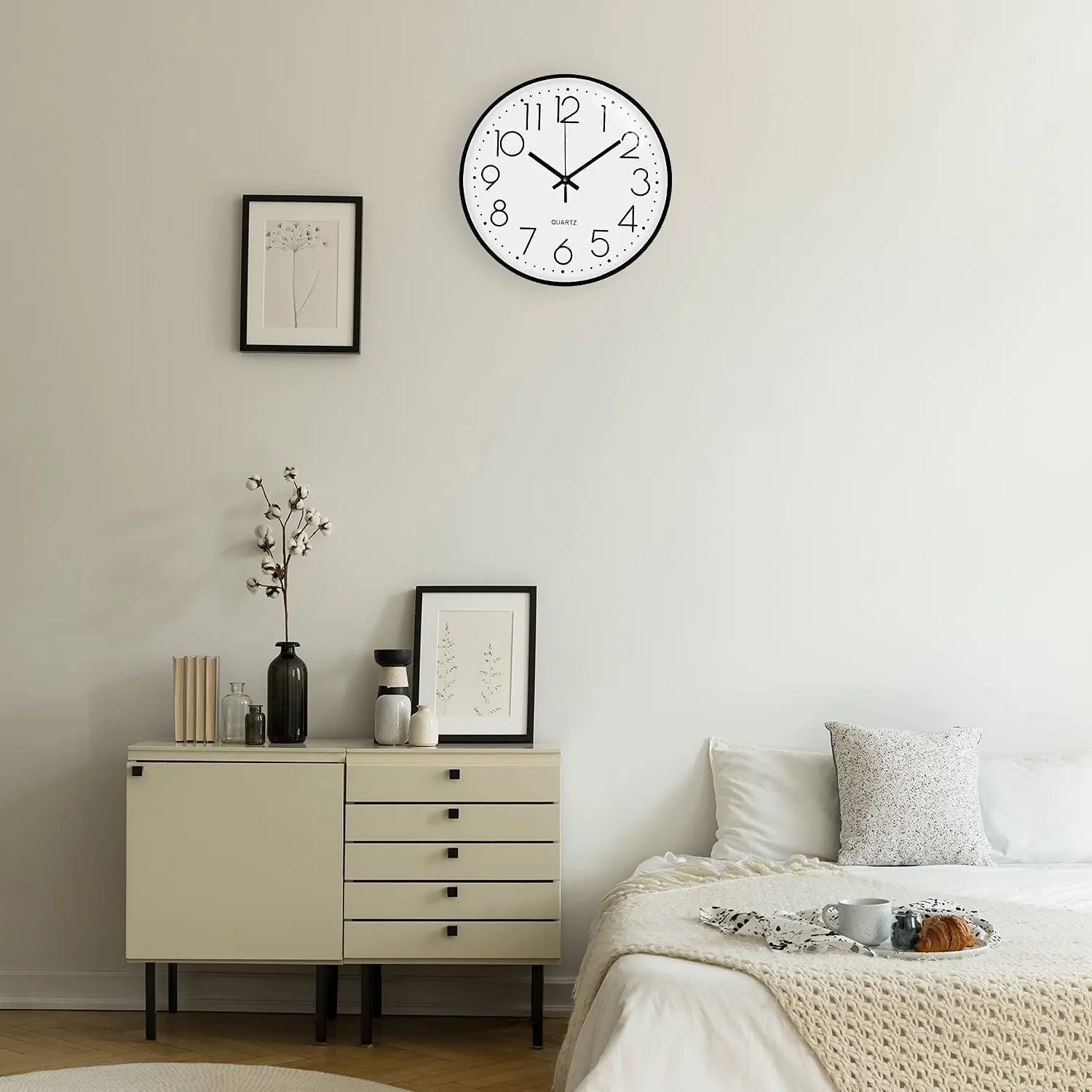 Rylan Wall Clock 12" Silent Quartz Decorative Latest Wall Clock Non-Ticking Classic Clock Battery Operated Round Easy to Read for Room/Home/Kitchen/Bedroom/Office/School.- (White)