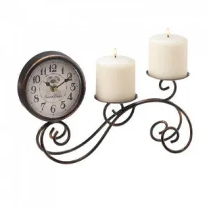 Scrollwork Table Clock &amp; Candleholder (pack of 1 EA)