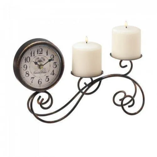 Scrollwork Table Clock &amp; Candleholder (pack of 1 EA)