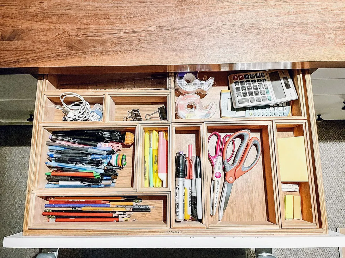 Stackable Bamboo Drawer Bins