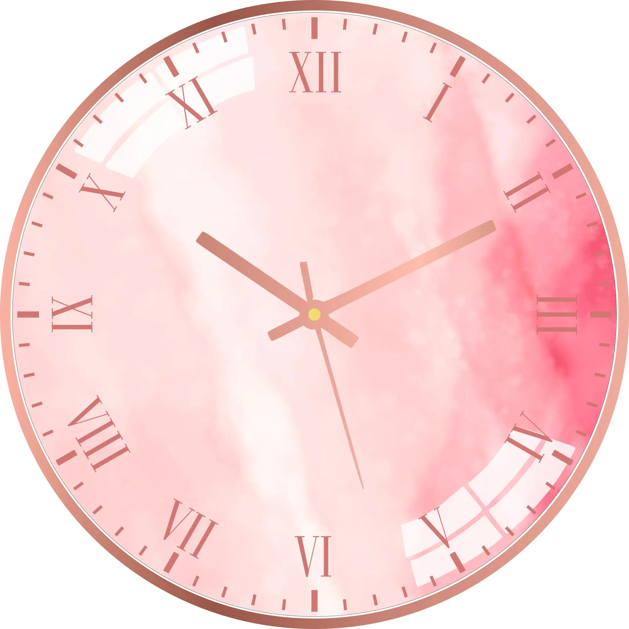 Stockyhut Non Ticking Silent Exclusive Wall Clock | Unique Classic Battery Operated Easy to Read Wall Clock | Home Decorative Art Collection (Pink Gradient Rose Gold)