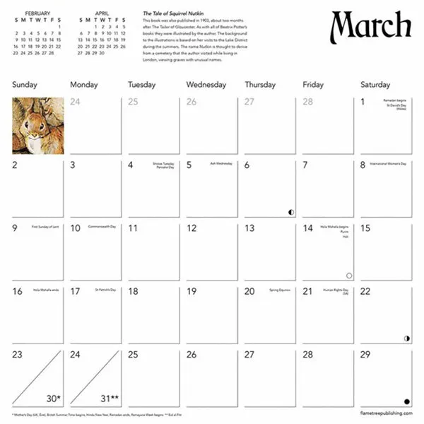 The World of Beatrix Potter 2025 Wall Calendar