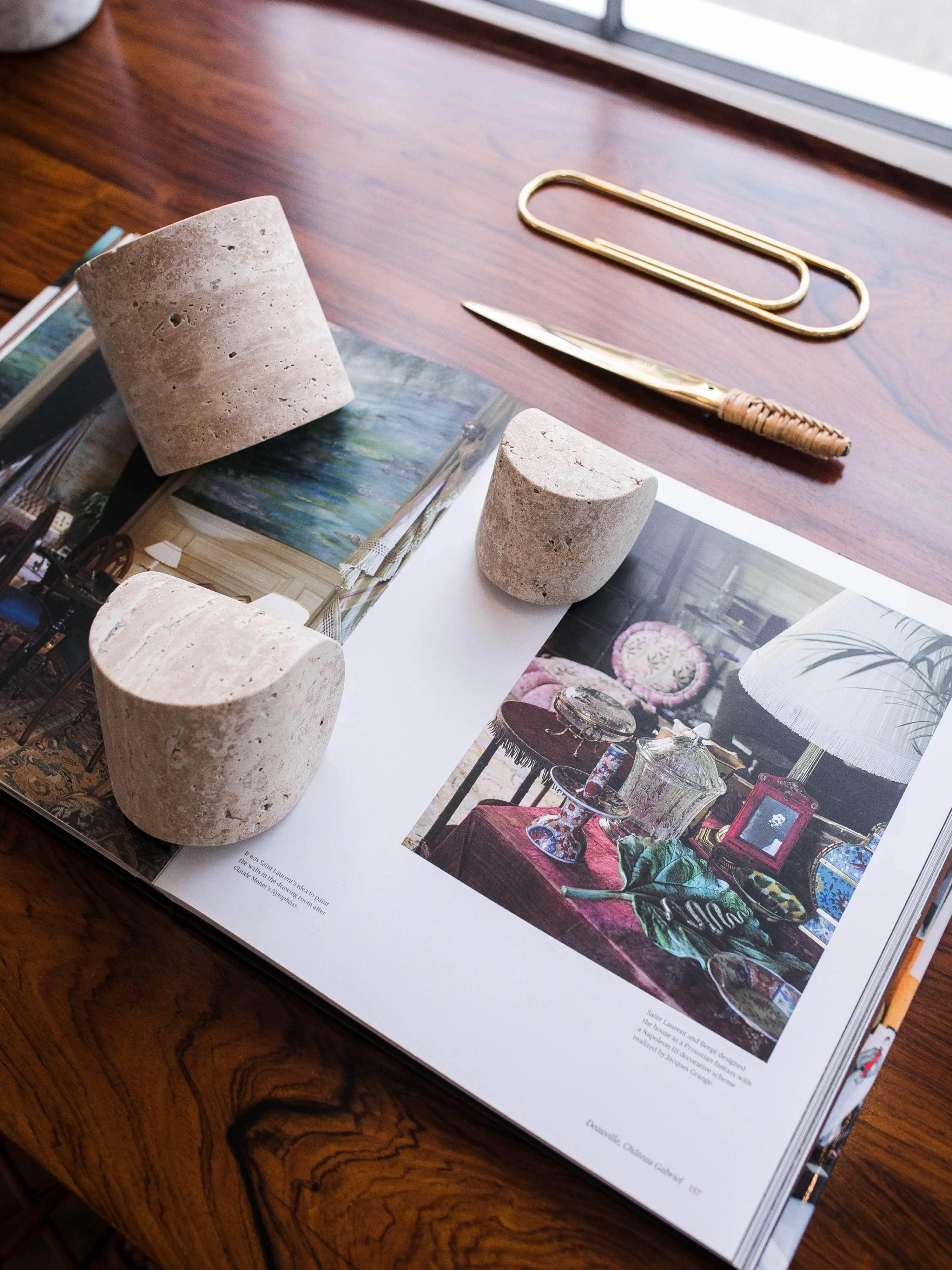 Travertine Paperweights by Dessuant Bone for Collection Particuliere