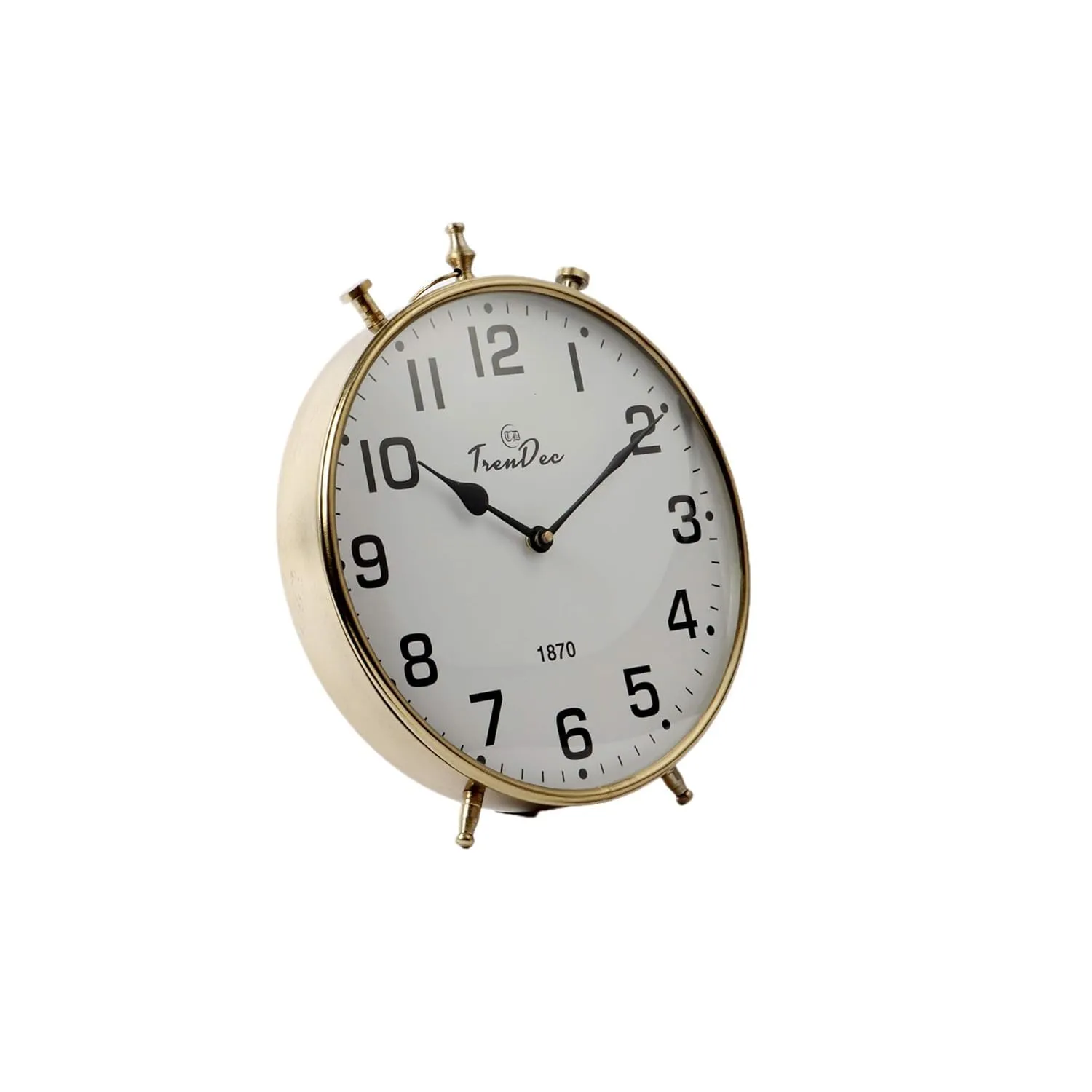 TrenDec Table Clock | Desk Clock | Study Table Clock | | Table Clock for Bedroom & Livingroom | Metal Round Gold Finish Table Clock | Analog Table Clock - 26 X 26 Cm