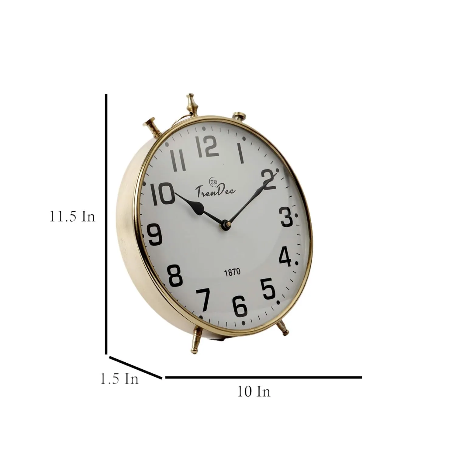 TrenDec Table Clock | Desk Clock | Study Table Clock | | Table Clock for Bedroom & Livingroom | Metal Round Gold Finish Table Clock | Analog Table Clock - 26 X 26 Cm