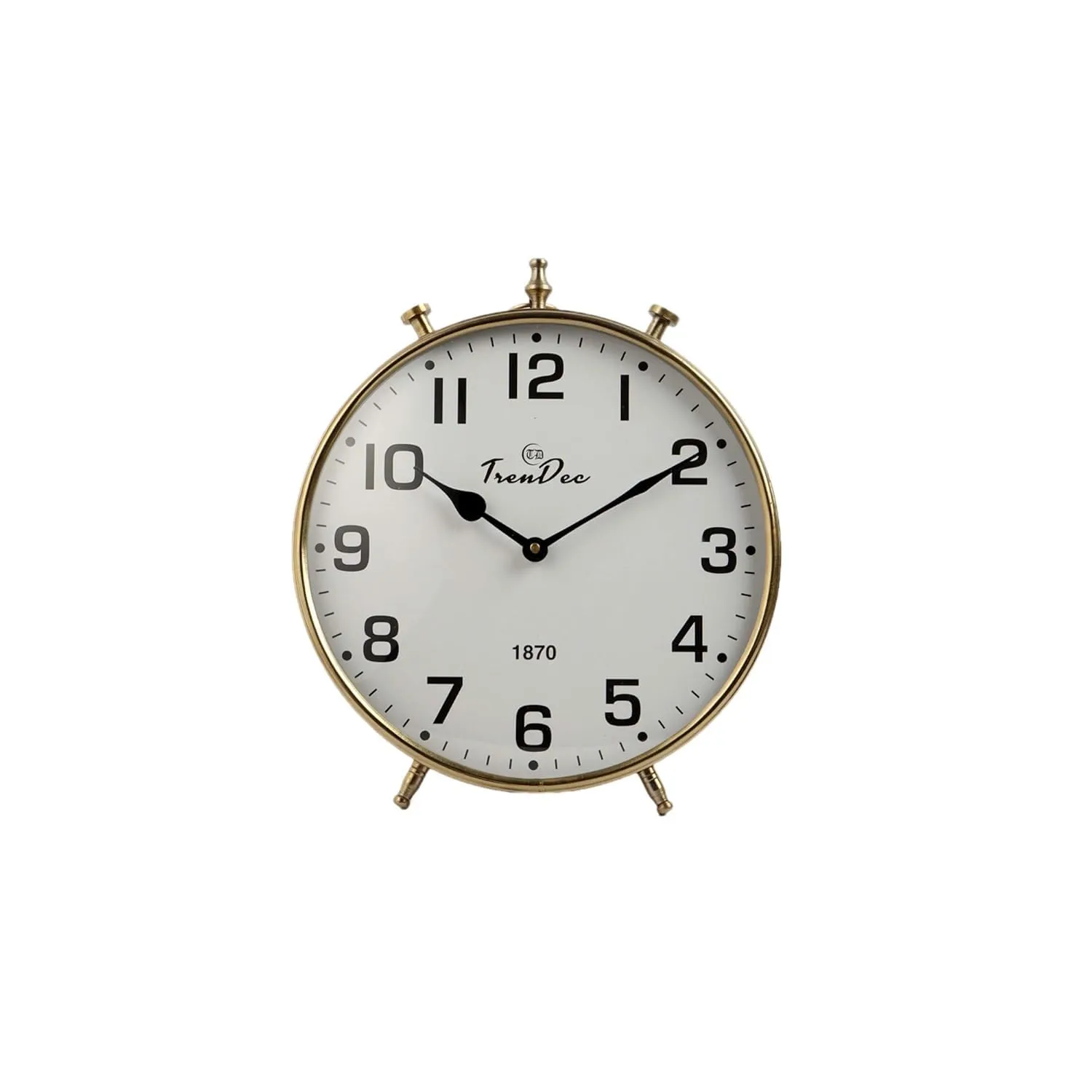 TrenDec Table Clock | Desk Clock | Study Table Clock | | Table Clock for Bedroom & Livingroom | Metal Round Gold Finish Table Clock | Analog Table Clock - 26 X 26 Cm