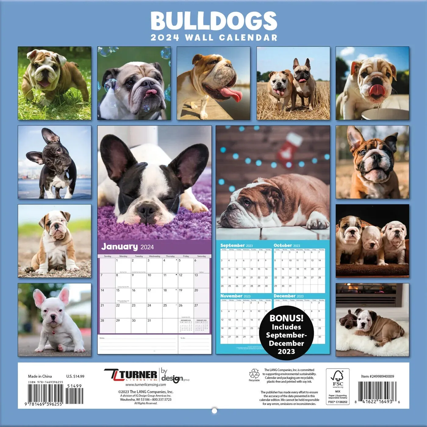 Turner Bulldogs 2024 Wall Calendar