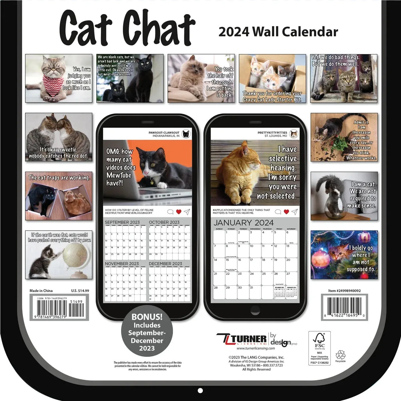 Turner Cat Chat 2024 Wall Calendar