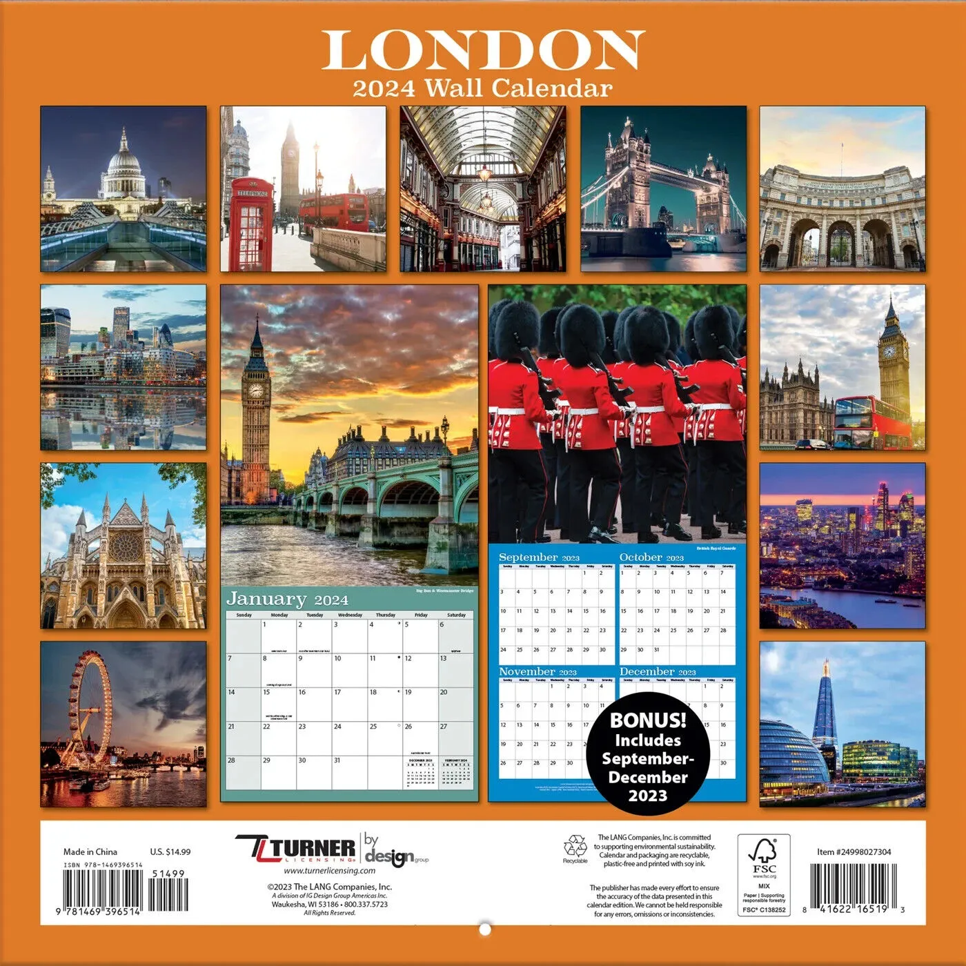 Turner London 2024 Wall Calendar