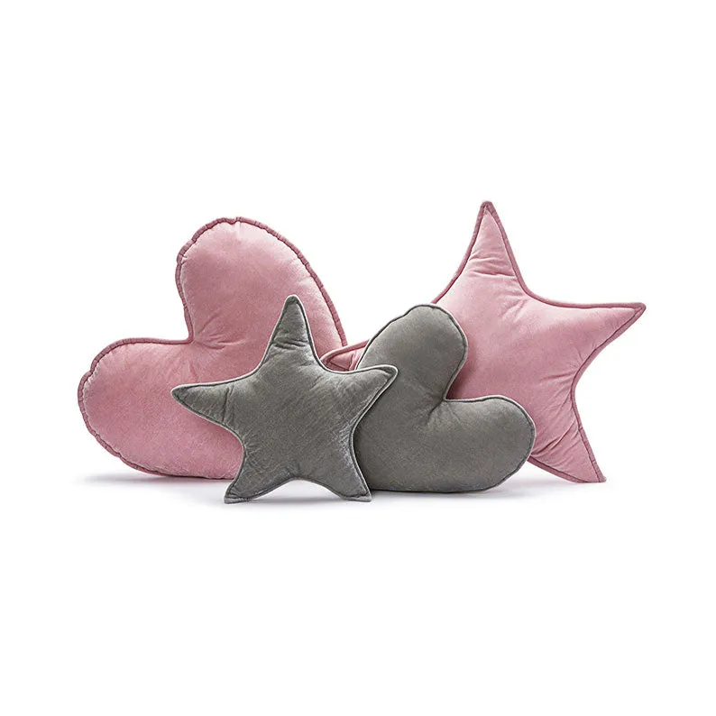 Velvet Star Cushion - Grey (40cm)