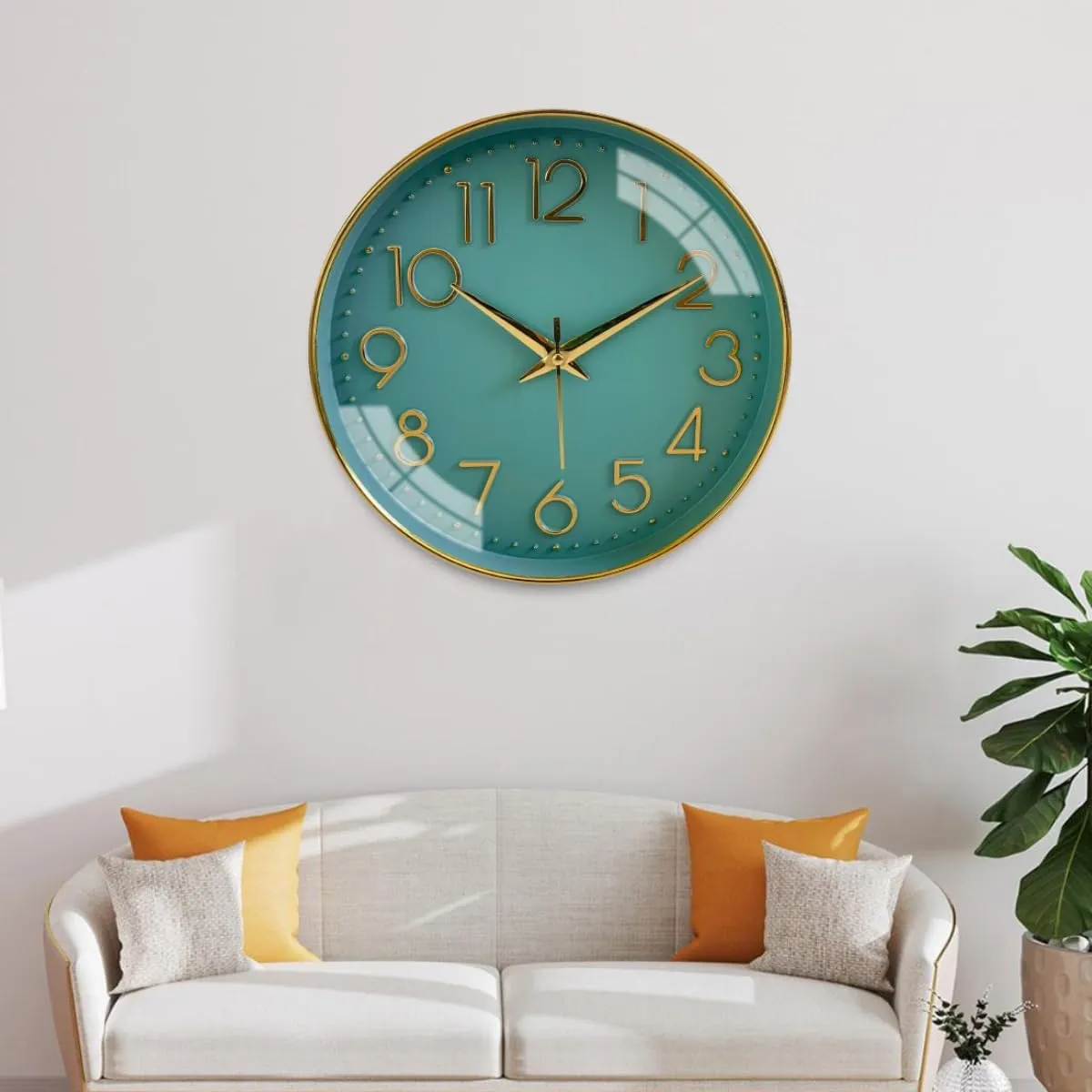 Wazdorf Wall Clock 10" Silent Quartz Decorative Latest Wall Clock Non-Ticking Classic Clock Battery Operated Round Easy To Read For Room/Home/Kitchen/Bedroom/Office/School (Light Green) - Analog, Abs