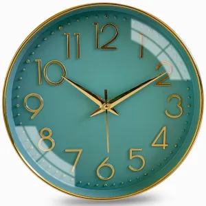 Wazdorf Wall Clock 10" Silent Quartz Decorative Latest Wall Clock Non-Ticking Classic Clock Battery Operated Round Easy To Read For Room/Home/Kitchen/Bedroom/Office/School (Light Green) - Analog, Abs