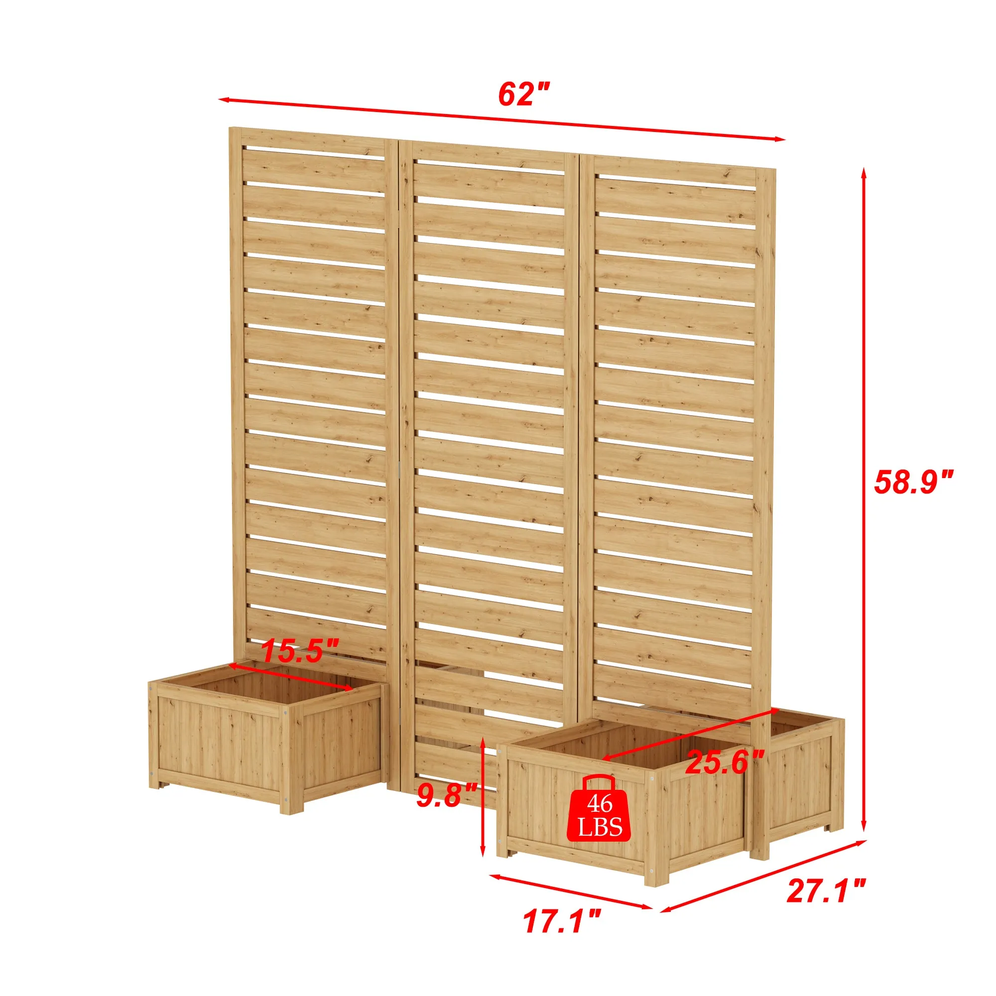 Wood Planter Box with Privacy Screen