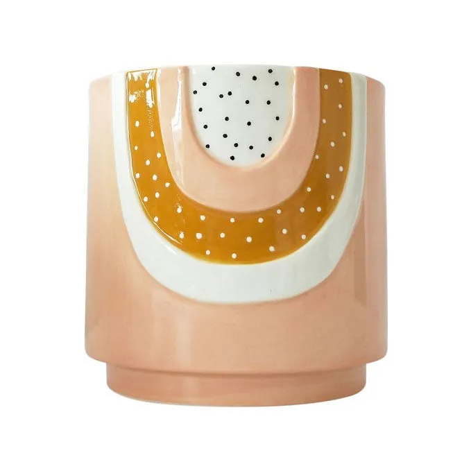 Woodstock Rainbow Dot Planter - Pink/Mustard