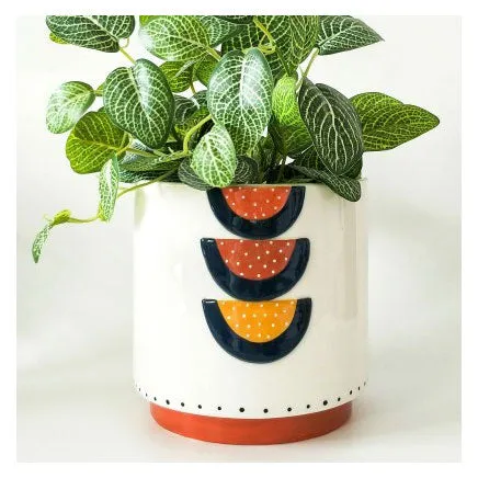 Woodstock Rainbow Geo Planter - Blue/Terracotta