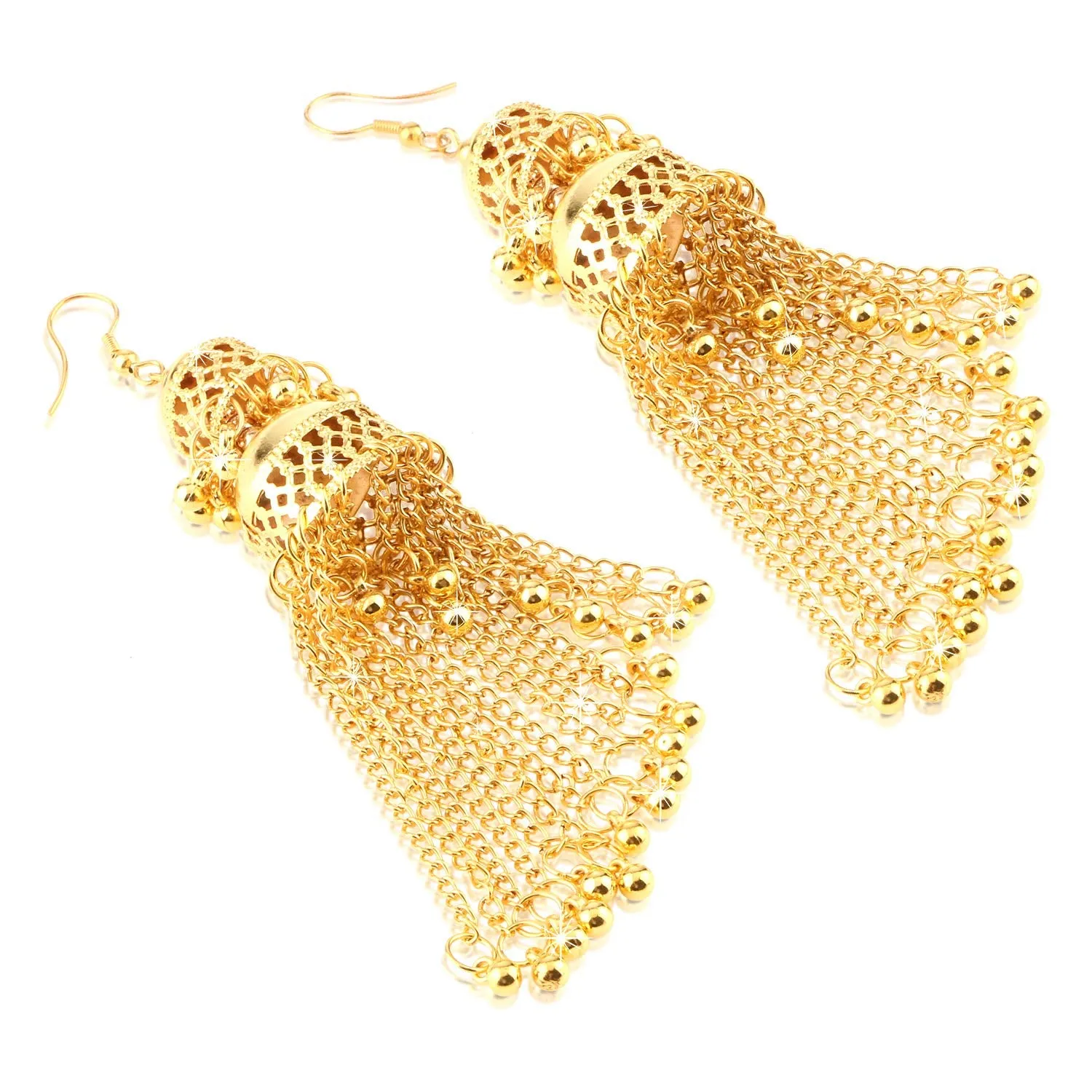 Yellow Chimes COMBO 2 Pairs Golden Silver Traditional Jhumka Jhumki Earrings for Women and Girls