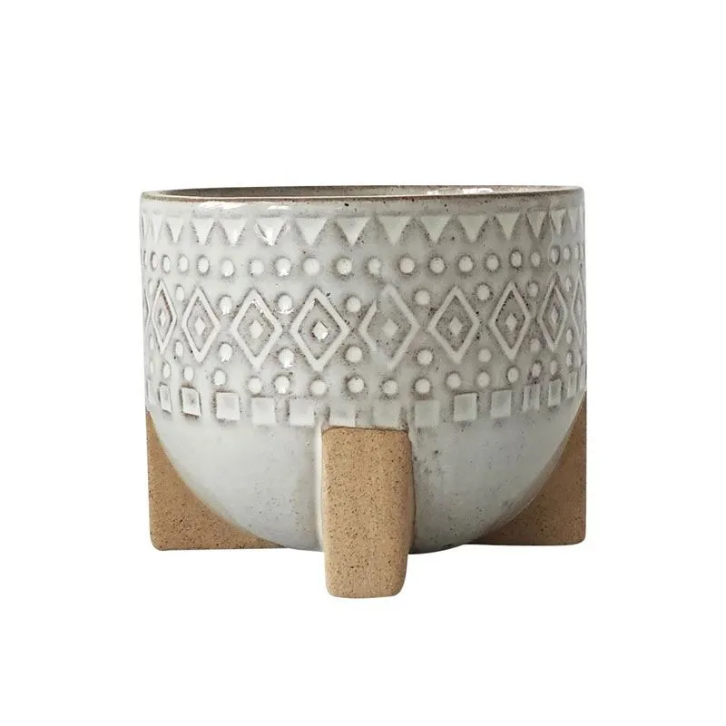 Zuri Planter With Legs - White Sand (12.5cm)