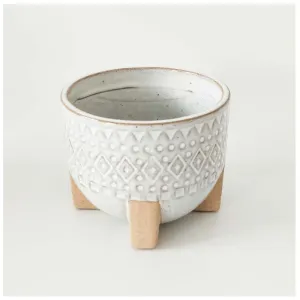 Zuri Planter With Legs - White Sand (12.5cm)